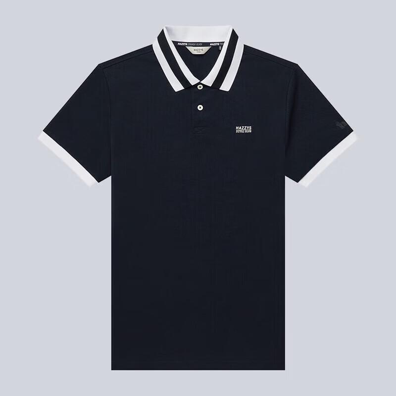 HAZZYS Men's Summer 3A Antibacterial Color-block Polo Shirt ASTZE0BBE28