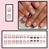 24pcs Short Square Shaped False Nails Black White Zebra-printed Polka Dot French Style Press On Nails Sweet DIY Manicure Art