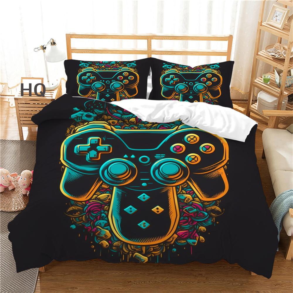 Oyun Konsolu Baskılı Nevresim Tam Boy Yatak Seti Genç Mikrofiber Highend Moda Ev Tekstili