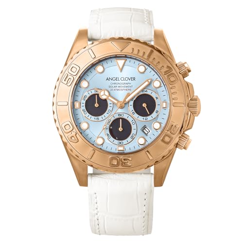 

AngelClover Men s Timecraft Diver Watch TCD45PPB-WH, Solar Battery, 20 ATM Water Resistance, Mineral Glass, Light Blue Dial, Stainless Steel