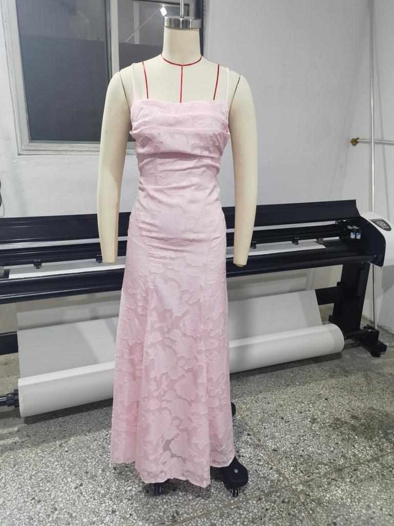 European & American Style Wine Red Spaghetti Strap Sexy Evening Gown for Women