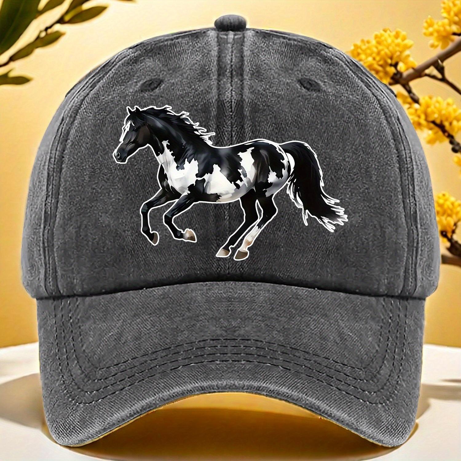 

A FunThemed Baseball Cap Featuring a Design of a Black And White HorseAppropriate for Any Season One Size