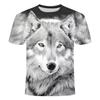 Summer Round Neck Animal Wolf Pattern 3D Print Top Fashionable Casual Short Sleeved Men's T-shirts