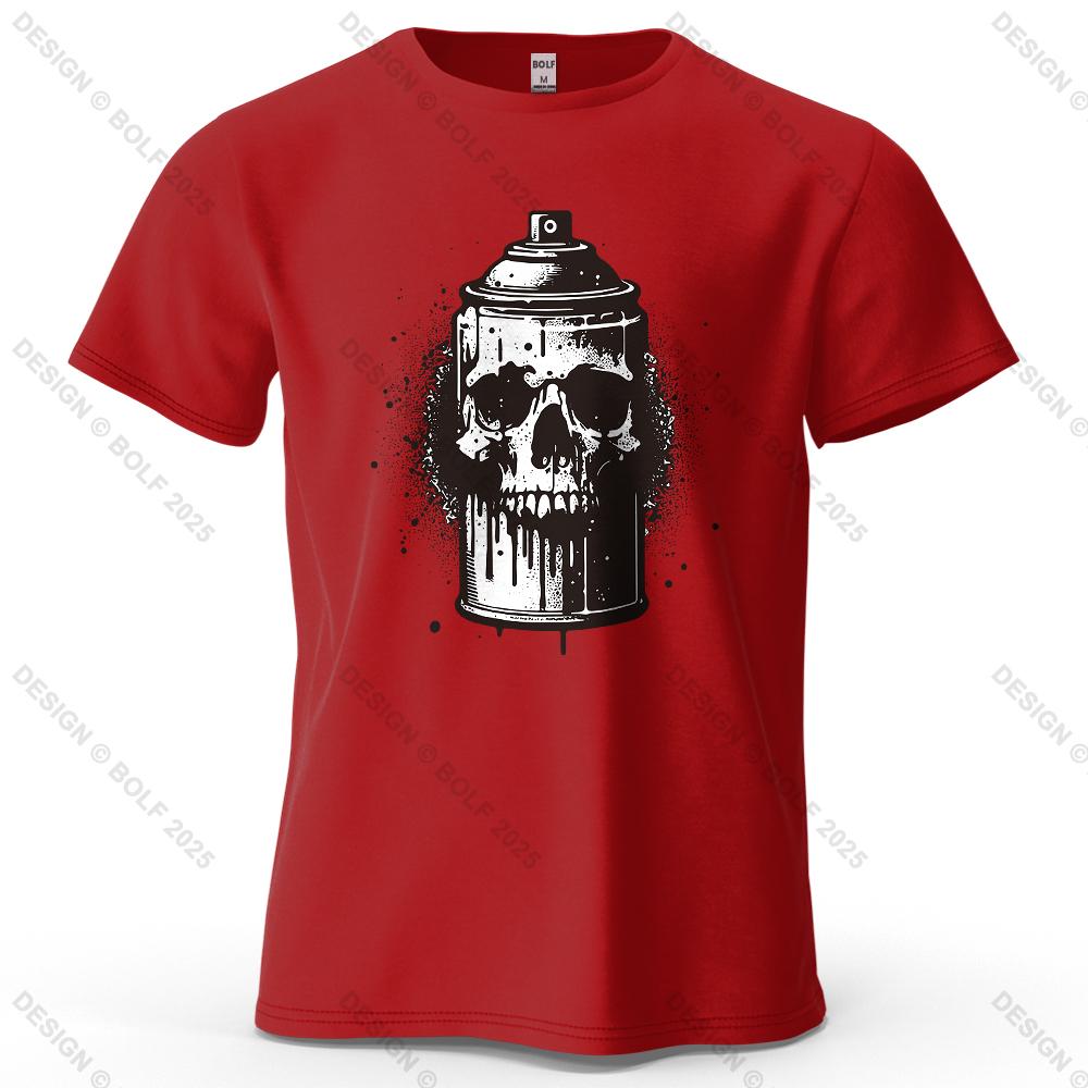 Skull Spray Can Printed Men's T-Shirt 100% Cotton Oversized Dark Graphic Tees for Women Tops Tees Casual Streetwear