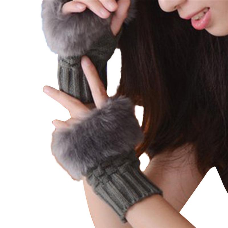Women Gloves Stylish Fingerless Warm Winter Half Finger Mitten Ladies Faux Woolen Plush Wrist Warmer Glove Gift Ladies Gloves