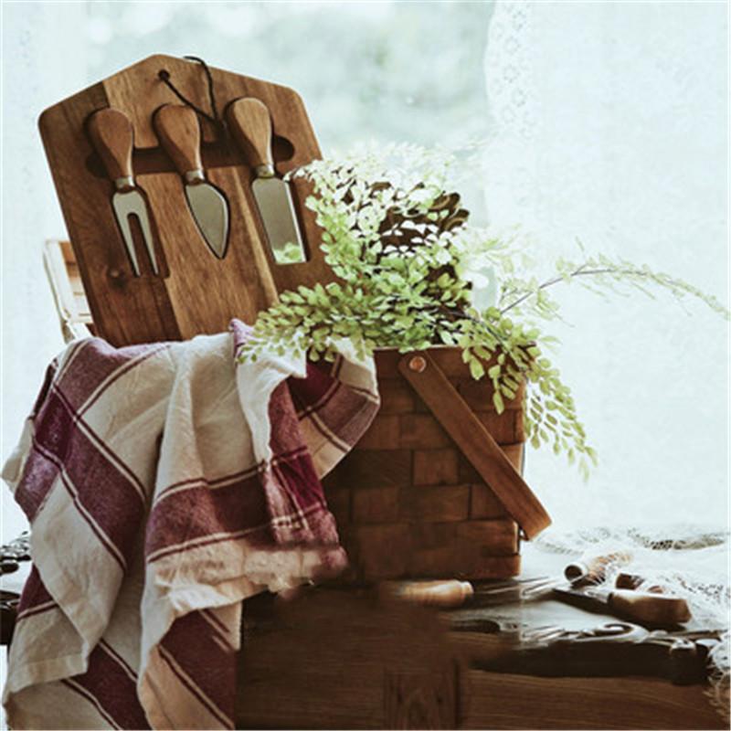 Wooden Cheese Board Set with Knife for Bread Cake Steak Breakfast Luxury