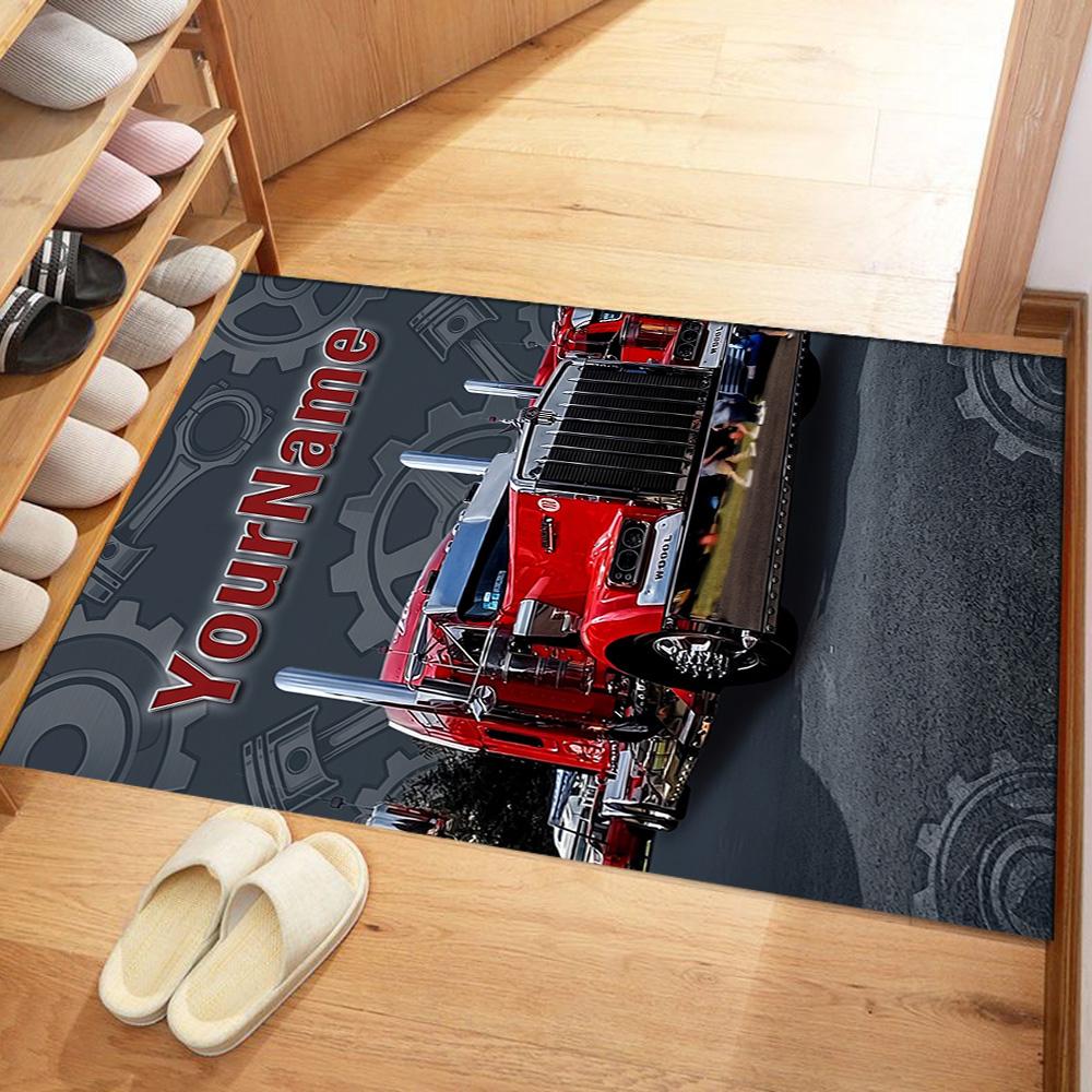 Kw Heavy Trucks Customizable Name Area Rug Design for Living Rooms Game Room Bedrooms Kitchen Anti-slip Rug Decorate Offices Perfect Gift for Women/Me
