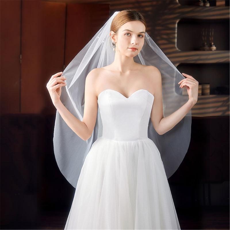 Stylish Artificial Pearls Veil Wedding Bride Veil With Secure Hair Comb Design Great For Bridal Shower Special Occasion