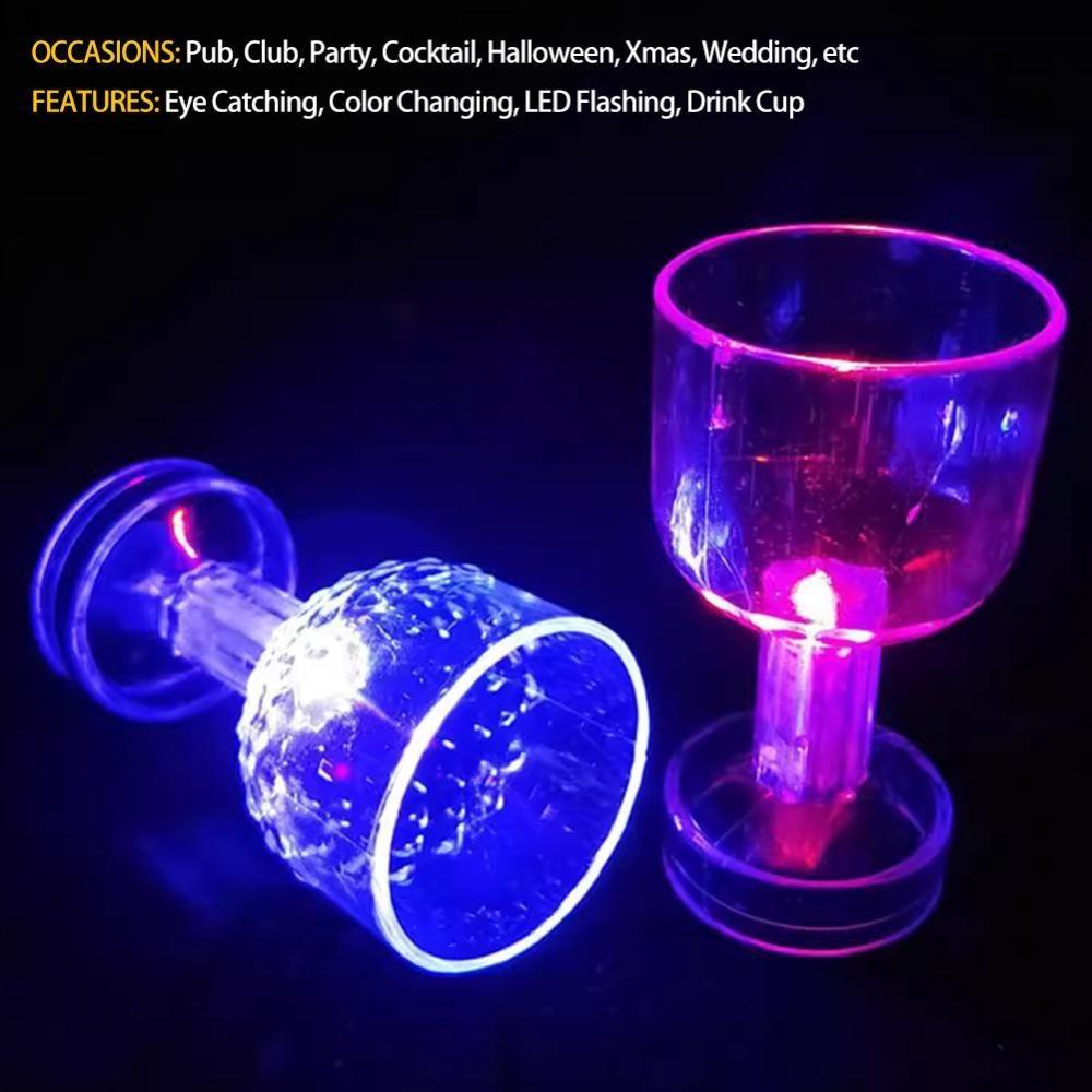 55 ml LED-Leuchtbecher mit Schalter, leuchtendes Trinkgeschirr, blinkende Getränke, Whisky, Softdrink-Becher, Party-Club-Bar-Atmosphäre-Zubehör