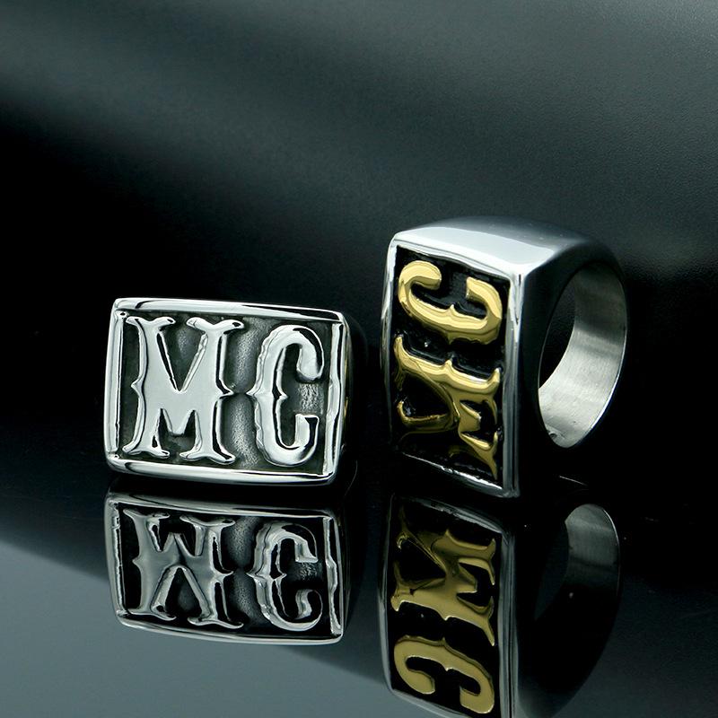 Men's European American Hip Hop Titanium Steel Punk Ring