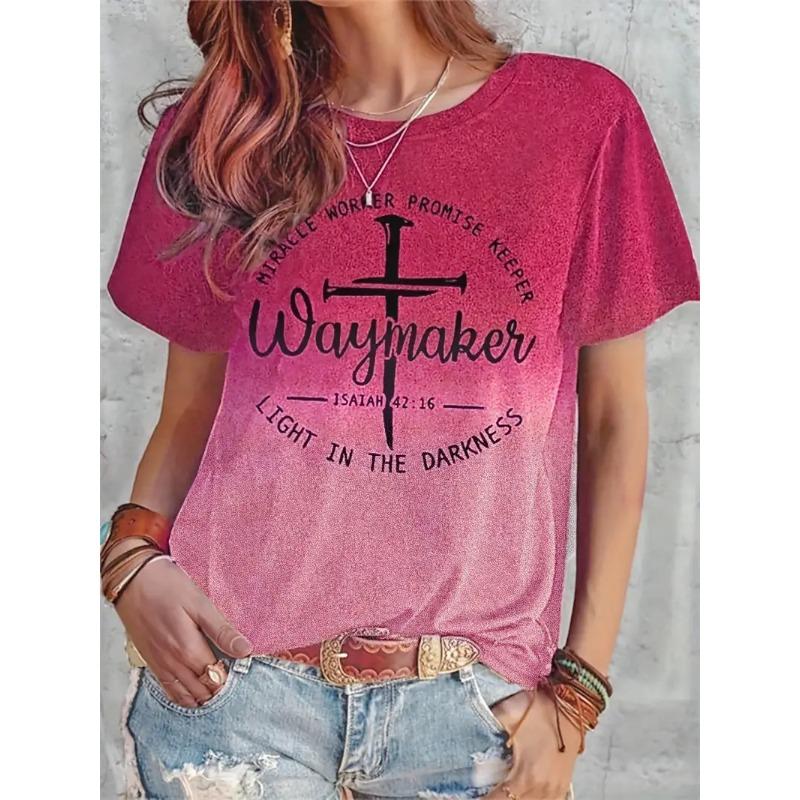 

Летний топ с круглым вырезом и принтом 3D Cross Faith, модные повседневные женские футболки с короткими рукавами 6XL