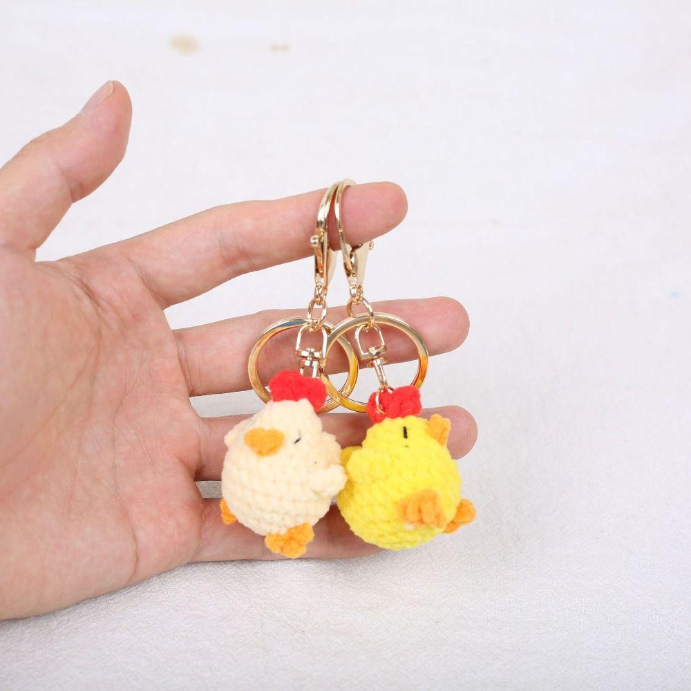 Small Doll Knitted Pendant Handmade Duck Keychain Jewelry Gift Crochet Chick Keyrings  Bag Charm
