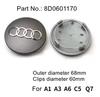 for 2pvcz A6L A7 A8 A3 A4 A5 A6 S3 S4 Q3 Q5 Q5L Q7 RS3 RS4 RS5 RS6 TT 4pcs 60/61/68/69/77MM/135MM Car Wheel Center Hup Cap Cover pvcz2