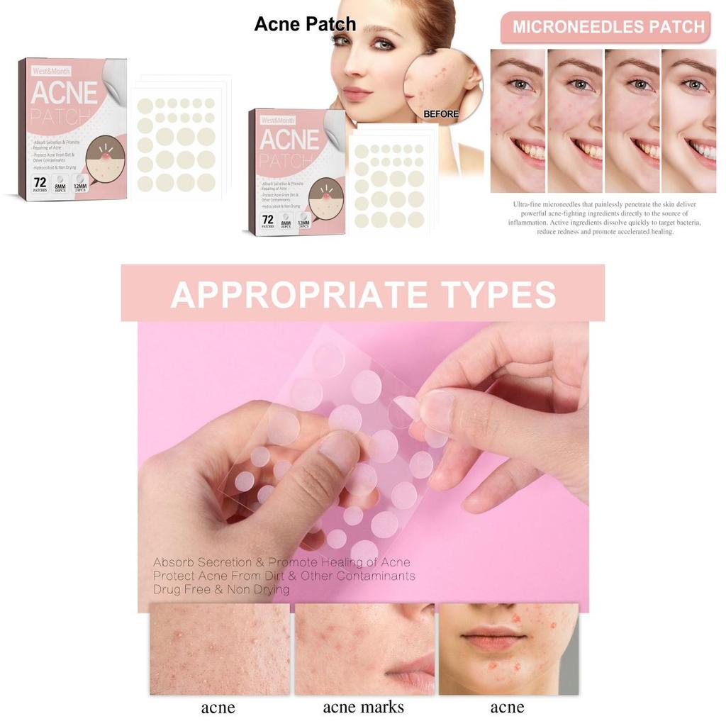 West Month Acne Patch Gentle Repair Invisible Breathable Skin Smoothing 72pcs