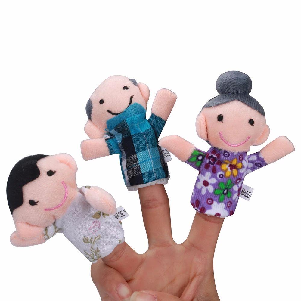 Girls Toys Cartoon Doll Kids Gifts Family Finger Puppets Set Finger Doll Plush Toys Hand Puppet