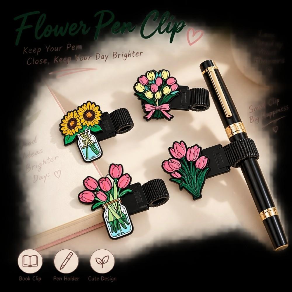 Spring Metal Clip Flower Bookmark Elegant Hand Account Stationery Clip New Metal Pen Clip  Notebook