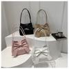 Chic Pu Leather Handbag For Women 2024 Stylish Bowknot Shoulder Bag Large Capacity Everyday Underarm Bag