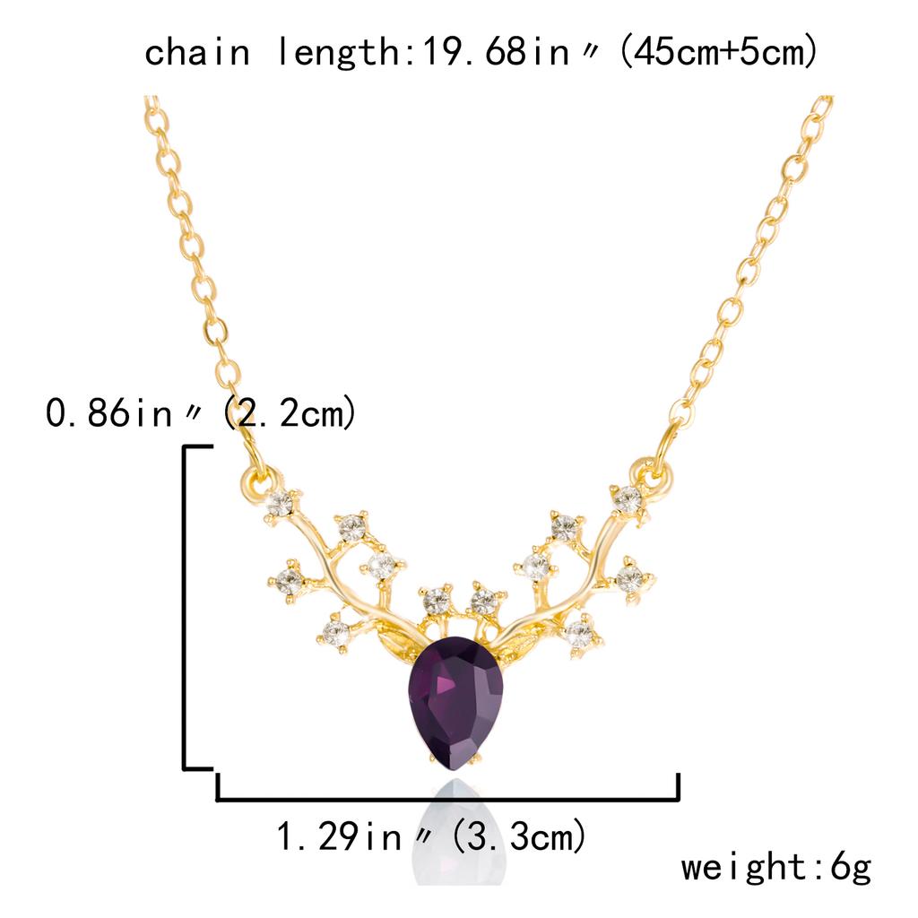 Třpytivý přívěsek ve tvaru jelena na náhrdelníku pro ženy Modrý křišťál Malý los Choker Řetízkový řetěz Šperk Dárek pro přítelkyni