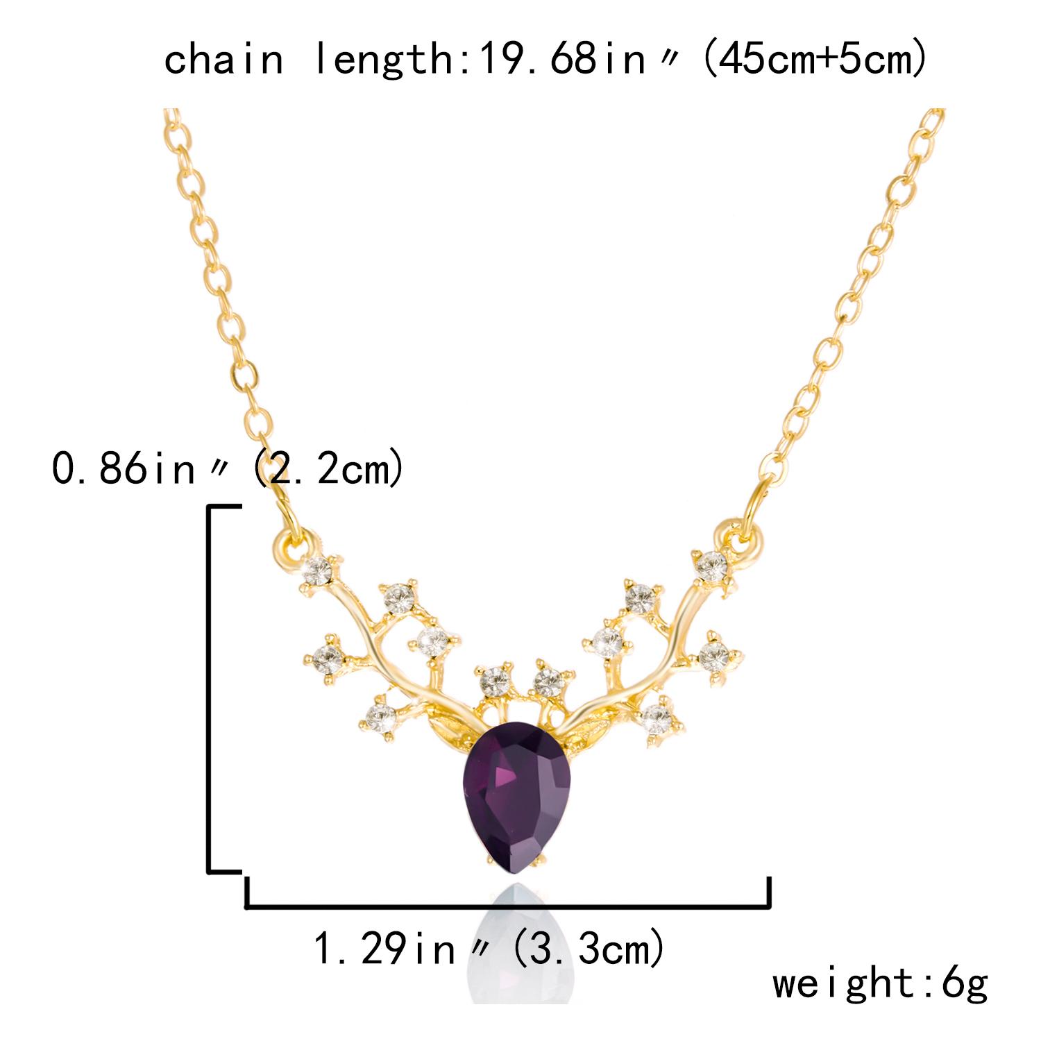 

Sparkling Deer Pendant Necklace for Women Blue Crystal Small Moose Choker Chain Link Chain Jewelry Gift for Girlfriend фіолетовий