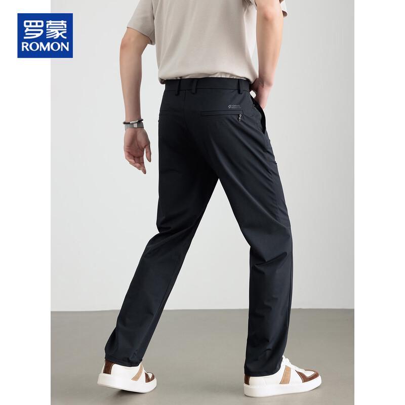ROMON Men's Straight-Leg Ice Silk Casual Business Pants