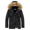 Jaqueta masculina de algodão acolchoada de inverno, comprimento médio, com capuz, espessada, quente, casual