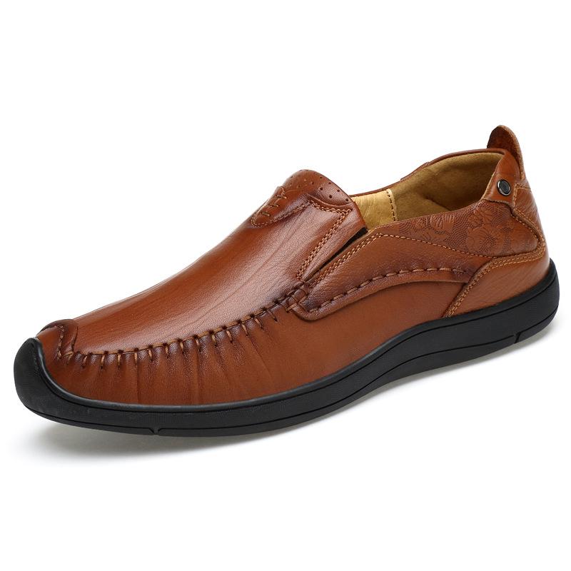 Men s Cowhide Casual Leather Loafers - Soft, Trendy Driving Shoes 42