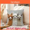 Cute Sheep Throw Pillow Cover 2d Embroidery Linen Home Decor For Sofa