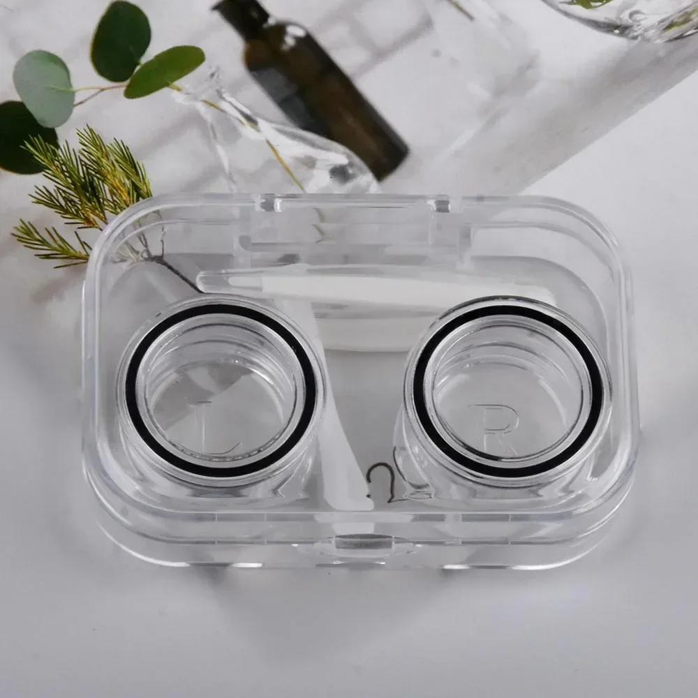 Mini Transparent Cute Portable Contact Lens Case with Tweezer Suction Stick Set for Travel Kit Holder Contact Lenses Box