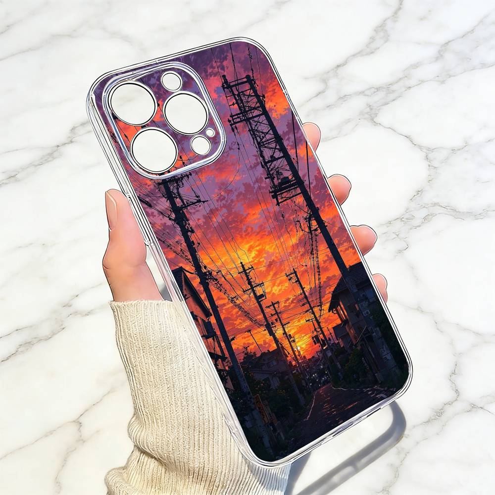 Sunset  Phone Case For iPhone 17 16 15 14 13 12 11 Mini Pro Max Plus Transparent Cover