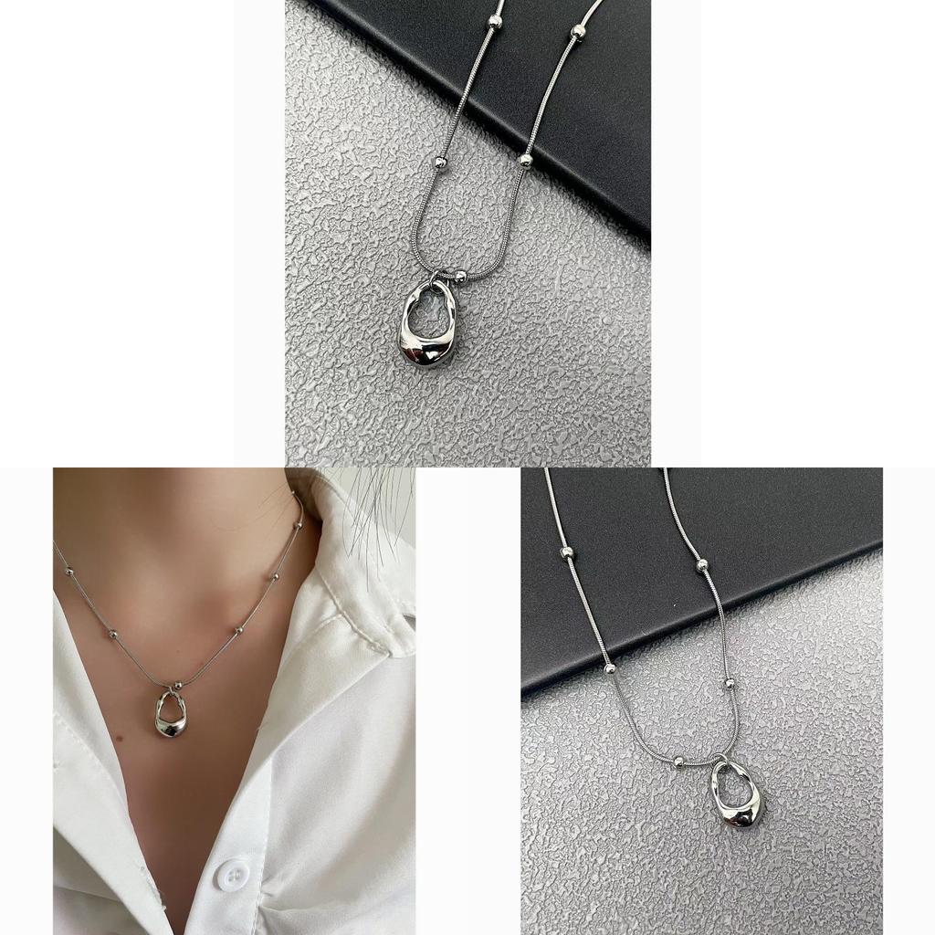 Geometric Water Drop Titanium Steel Necklace With Polished Finish For Unisex Stylish Collarbones
