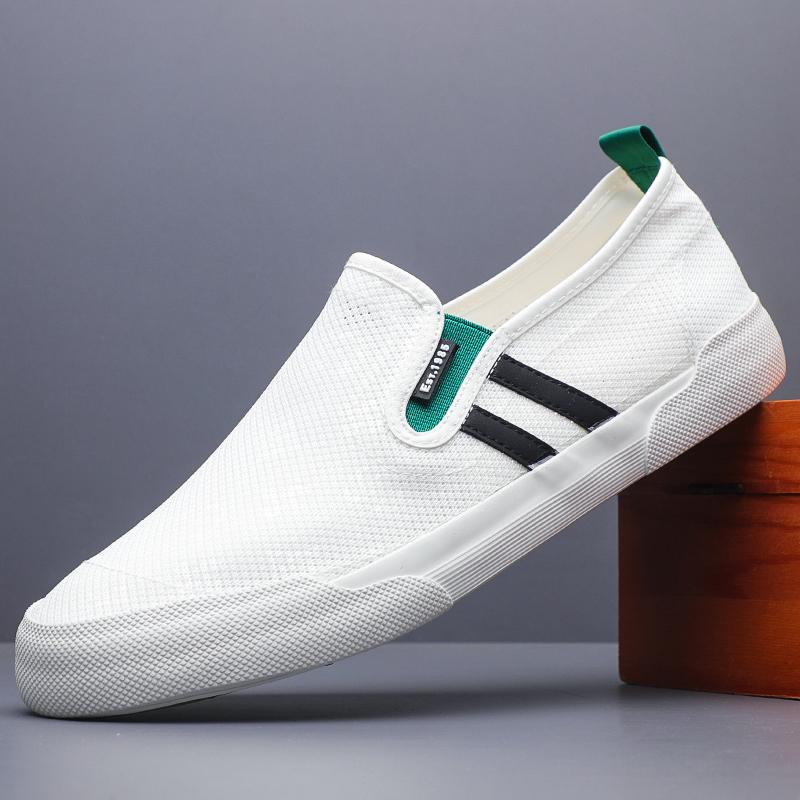 

Fashion 2025 New Men s Canvas Summer Leisure Shoes Anti-slip Driving Work Shoes Lace Up Lightweight Breathable Mesh Shoes SS25640 44 белый