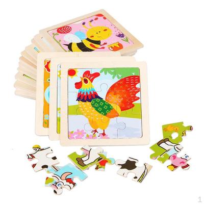 Jigsaw Wooden Puzzle Brain Teaser for Toddlers Kids Toys 9pcs -Animals