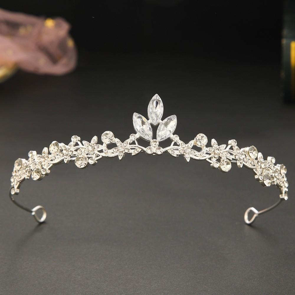 Sparkling Princess Wedding Headbands Rhinestone Elegant Tiara Baroque Bridal Crystal Crown  Pageant серебряный
