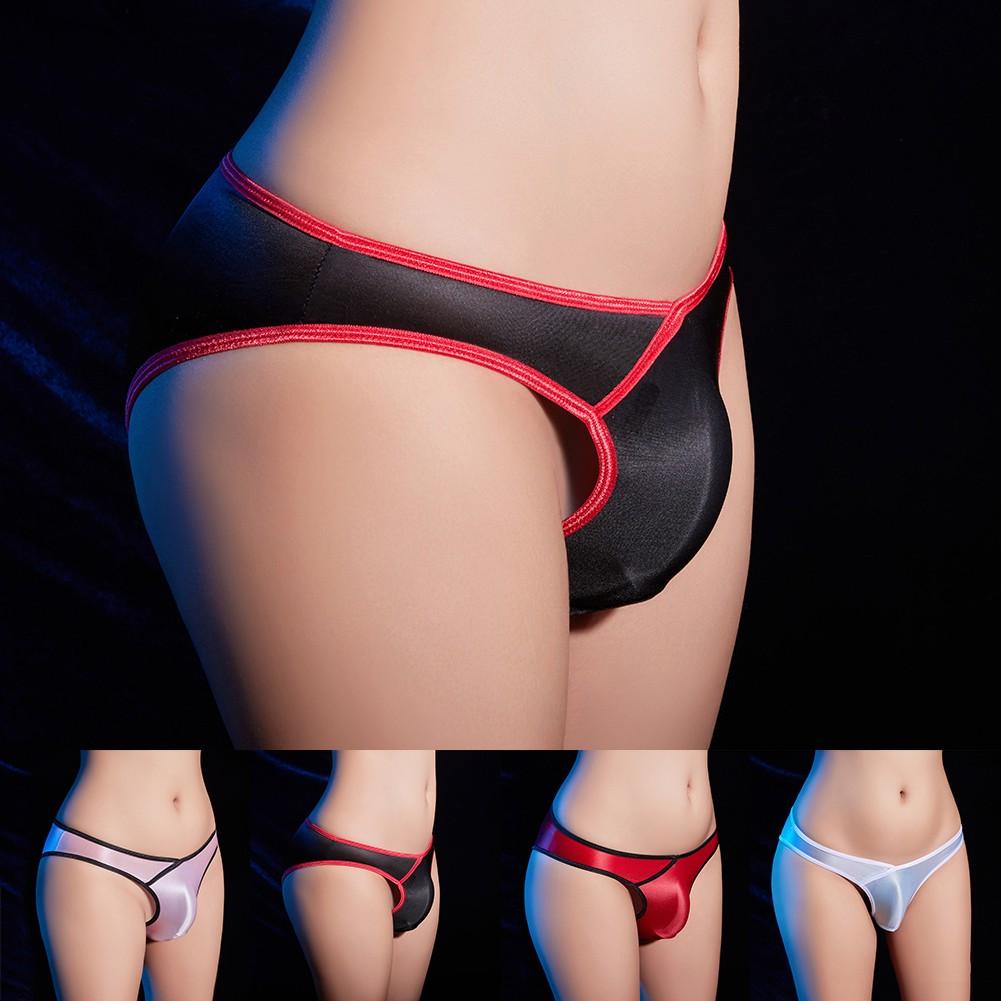 Low Rise Mens Underwear Oily Panties See-Through Swimwear