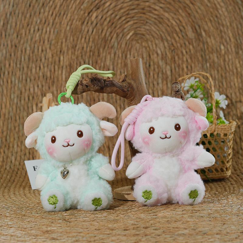 Little Sheep Stuffed Plush Keychain Soft PP Cotton Animal Doll Key Ring Cute Bag Pendant for Children Festival Gift