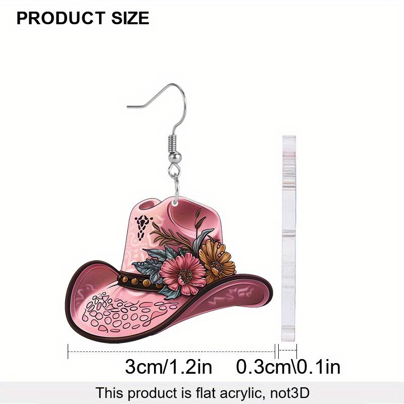 Western Style Colorful Flowers Cowboy Hat Acrylic Earrings Elegant Personality Earrings Jewelry for Women Daily Wear Holiday Gifts