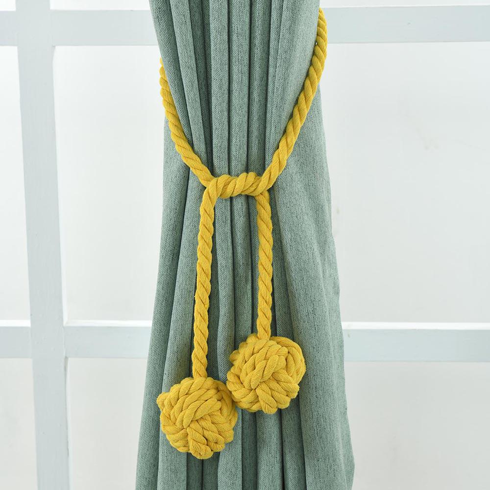 1Pair Curtain Tiebacks Rope Curtain Rope Buckle Holdbacks with Double Ball