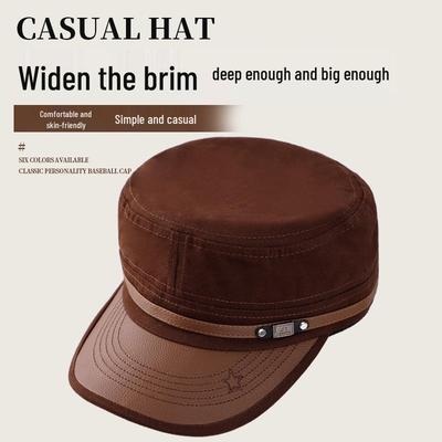 Casquette Bec de Canard Broderie Ajustable Cuir Rétro Style Coréen Homme