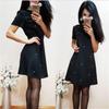 Elegant Casual O Neck Short Sleeve A-line Dress With Studded And Beaded Accents