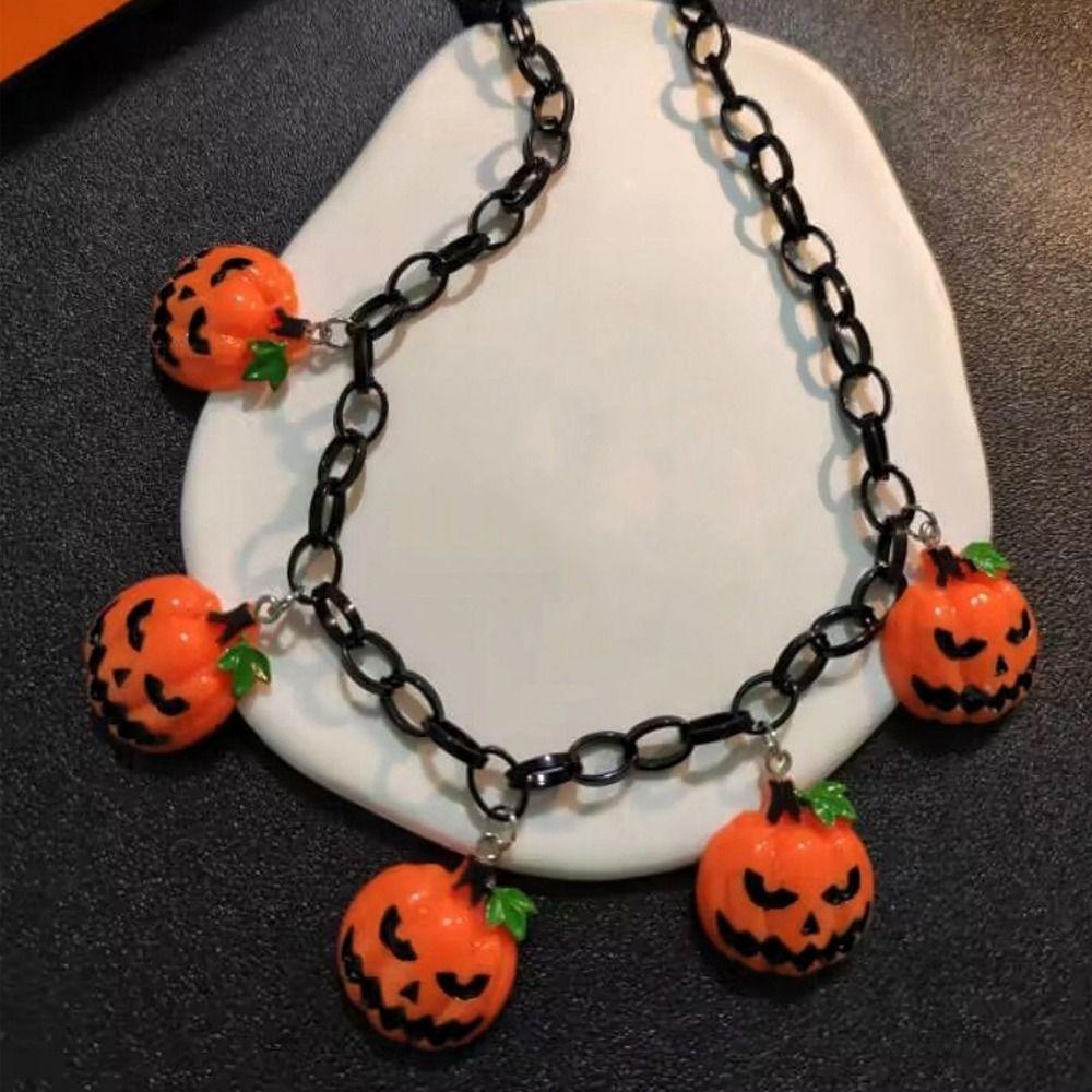 Resin Halloween Pumpkin Necklace Bat Halloween Jewelry Ghost Pendant Necklace  Ghost Festival