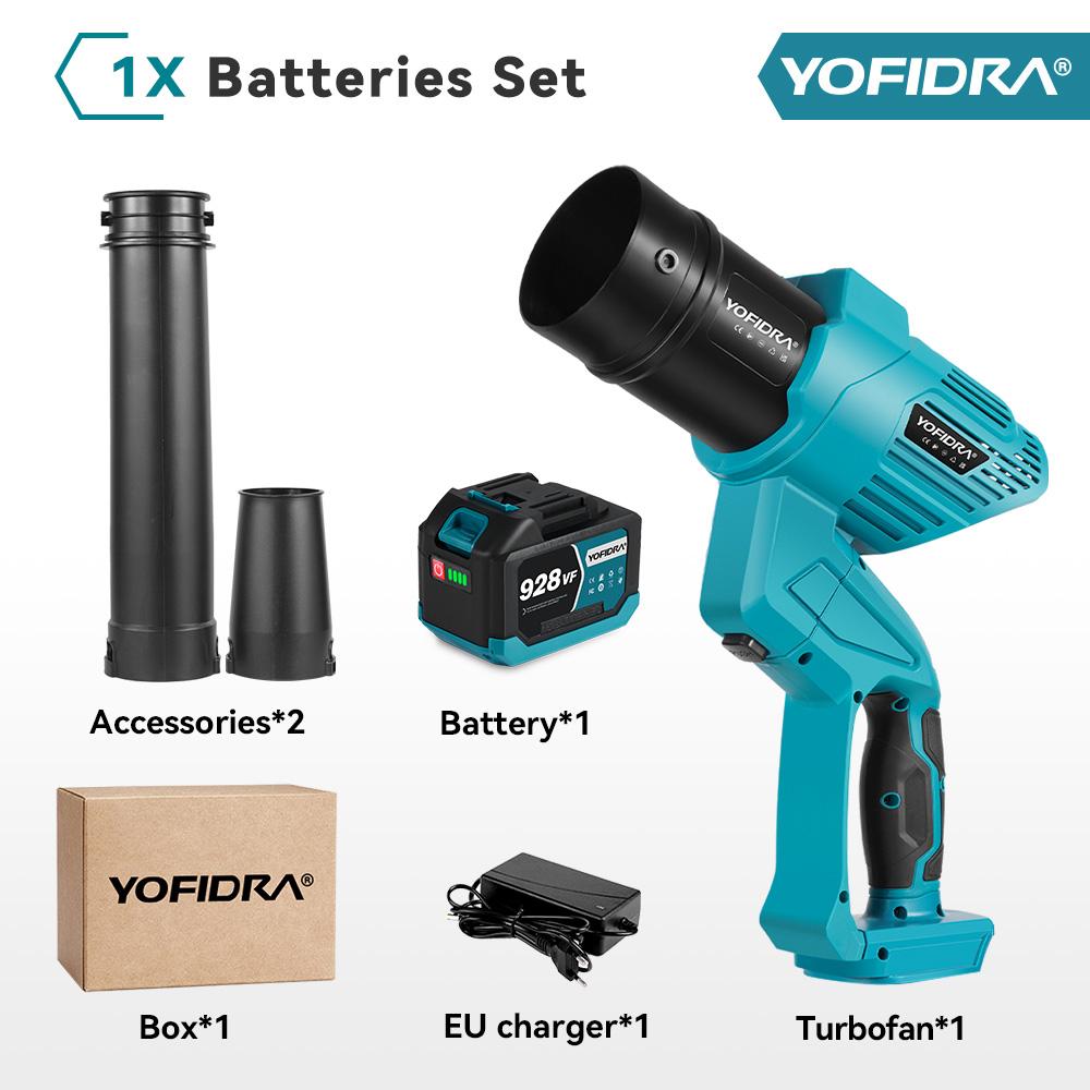 

YOFIDRA Бесщеточный Электрический Турбовоздуходув 2 В 1 Турбовоздуходув Реактивный Вентилятор Листья Пыль Снег Обдув Инструмент для Чистки Для Аккумулятора Makita Pin 1*928VF Battery-EU