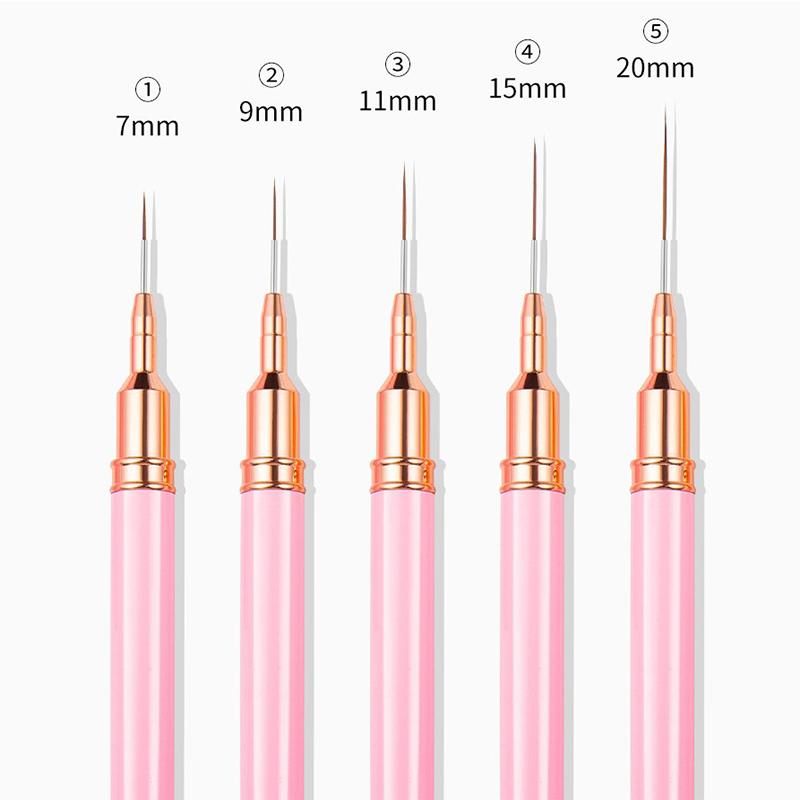 Πινέλο Γραμμής Νυχιών DIY Σχεδίασης Ζωγραφικής Λουλουδιών Γραμμών Ριγών 4mm-25mm Μεταλλική Λαβή Πινέλο Nail Art Με Κάλυμμα Πινέλα Νυχιών