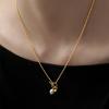 Stainless Steel Gold Color Pearl Pendant Necklace For Women Elegant Imitation Pearl Beaded OT Buckle Long Necklace Jewelry
