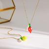 European and American fresh fruit freshwater pearl pendant plated with 18K gold stainless steel necklace light luxury niche accessories women