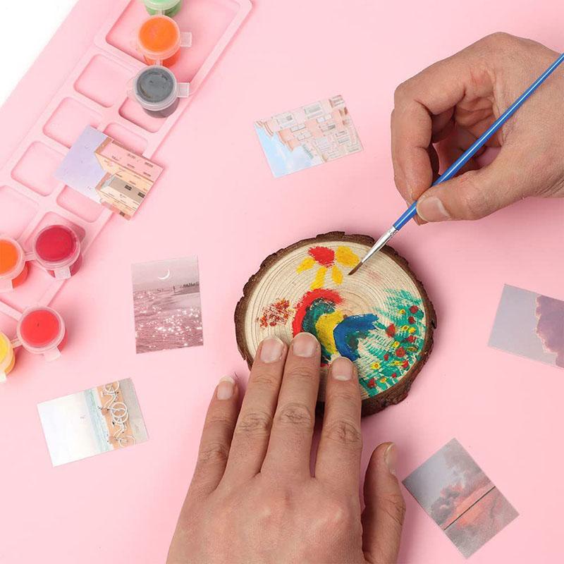 Silicone Craft Mat with Collapsible Cleaning Cup, Non-Stick Washable Painting Palette Pad for Kids Artists DIY Oil Art Drawing Tools