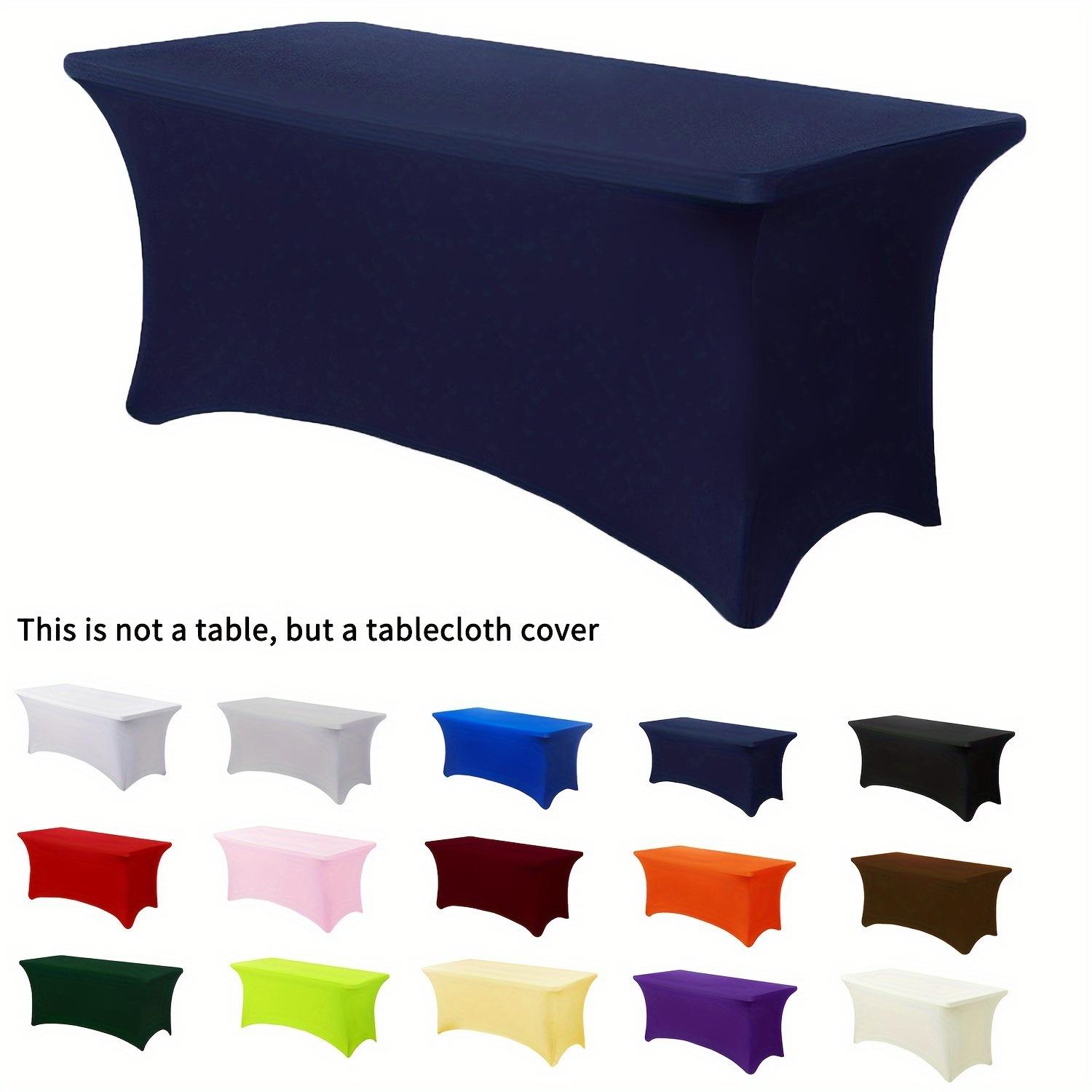 

6FT Black Spandex Table Covers for Rectangle Standard Folding Tables Wrinkle Resistant Stretch Tablecloths Ultimate Fitted Table 4FT