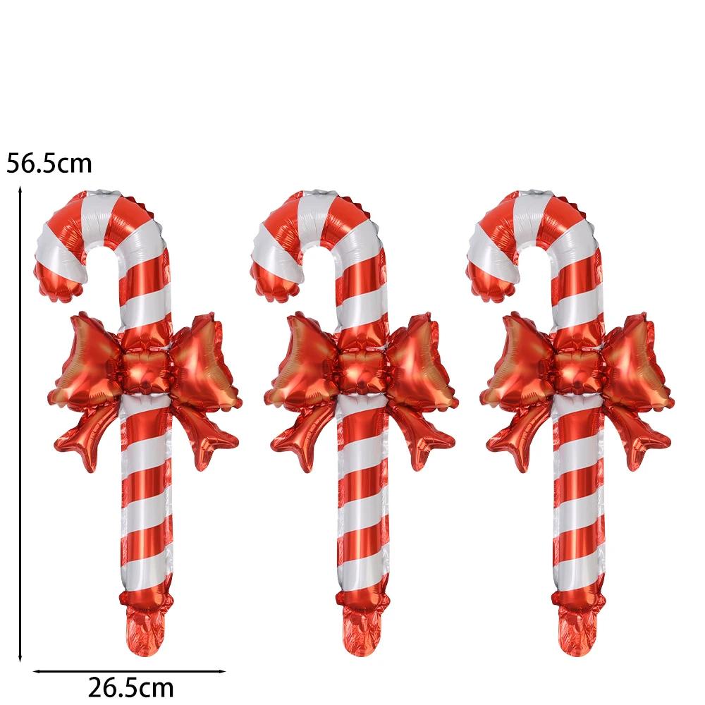Christmas Candy Cane Balloon Large Inflatable Golden Bow Handheld Balloons Children Gifts Home New Year Party Decoration Supply