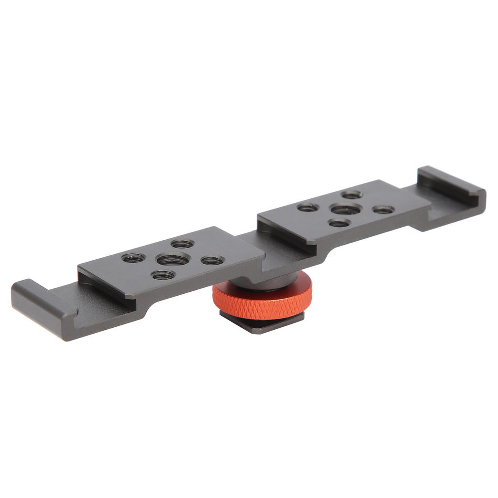 3 In 1 Hot Shoe Mount Adapter Extension Bar Bracket Stand for Camera Mobile PhoneBlack Silver