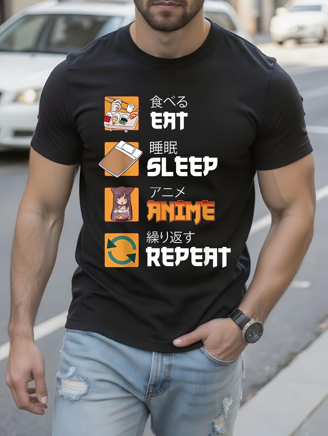 Anime Graphic Tshirt - Funny Eat Sleep Repeat Japanese Ma... XXXXL