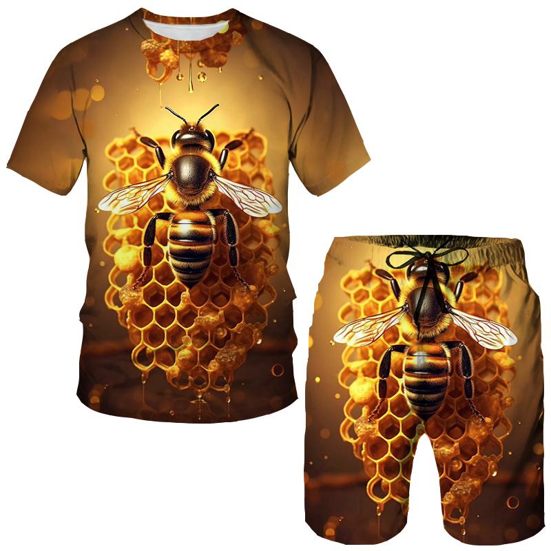 

Летние животные пчела 3D принт футболки шорты комплекты мужские спортивные костюмы свободные короткие рукава футболка брюки комплект мужские костюмы одежда 3XL